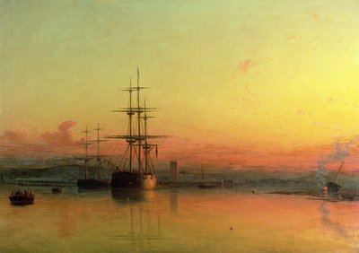 „Dead Calm” – Zachód słońca w zatoce Exmouth autorstwa Francis Danby