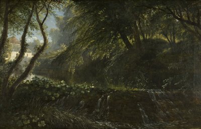 Scena na rzece z jazem i młynem, ok. 1823 r. autorstwa Francis Danby