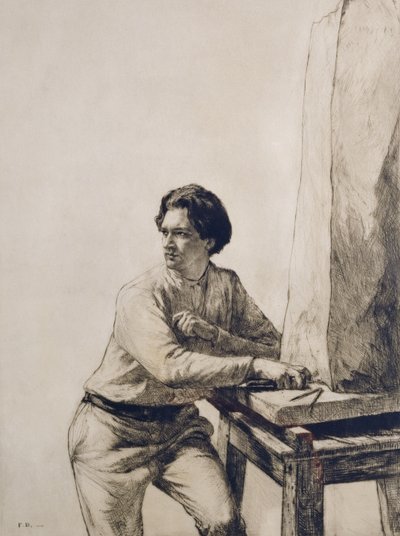 Portret Jacoba Epsteina (1880-1959) 1909 (trawienie suchą igłą tuszem ciemnobrązowym) autorstwa Francis Dodd
