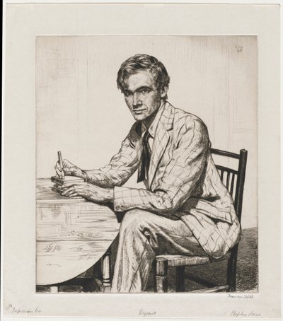 Stephen Bone tnie drewniany blok autorstwa Francis Dodd