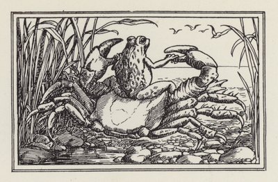 Kolejna książka z wierszami dla dzieci: Krab i żaba (litografia) autorstwa Francis Donkin Bedford