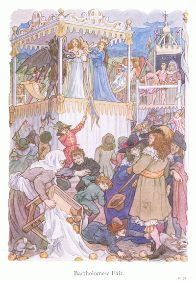 Bartholomew Fair (kolorowa litografia) autorstwa Francis Donkin Bedford