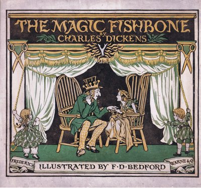 Projekt przedniej okładki z książki The Magic Fishbone wydanej przez Warne  Co, ok. 1940 r. (kolorowa litografia) autorstwa Francis Donkin Bedford