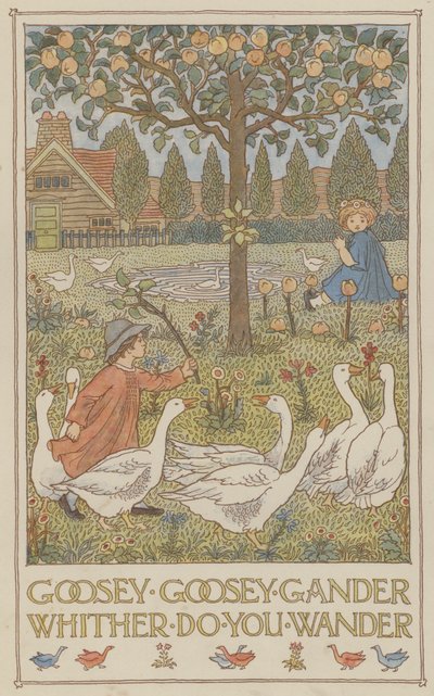 Goosey goosey gander whither do you wander (kolorowa litografia) autorstwa Francis Donkin Bedford