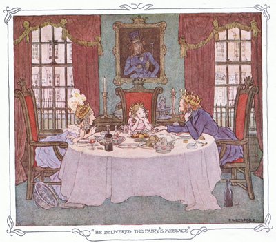 Przekazał wiadomość od wróżki, z książki The Magic Fishbone wydanej przez Warne  Co, ok. 1940 r. (kolorowa litografia) autorstwa Francis Donkin Bedford