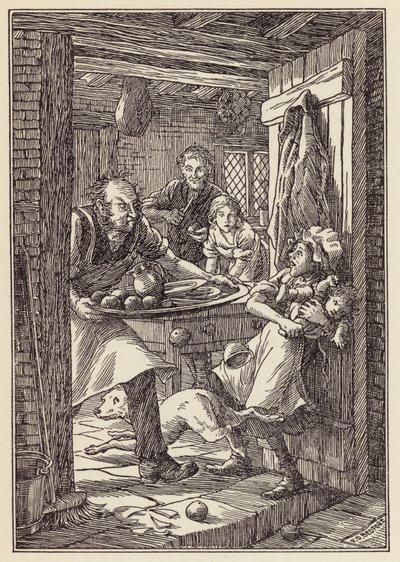 Ilustracja do Świerszcza na ognisku autorstwa Charlesa Dickensa (kolorowa litografia) autorstwa Francis Donkin Bedford
