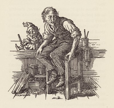 Ilustracja do Świerszcza na ognisku autorstwa Charlesa Dickensa (kolorowa litografia) autorstwa Francis Donkin Bedford