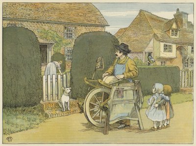 Szlifierka do noży (kolorowa litografia) autorstwa Francis Donkin Bedford