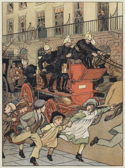 Londyn: A Fire-Engine (kolorowa litografia) autorstwa Francis Donkin Bedford