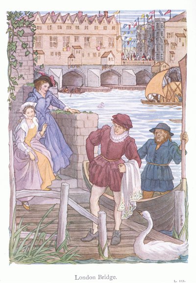 London Bridge (kolorowa litografia) autorstwa Francis Donkin Bedford