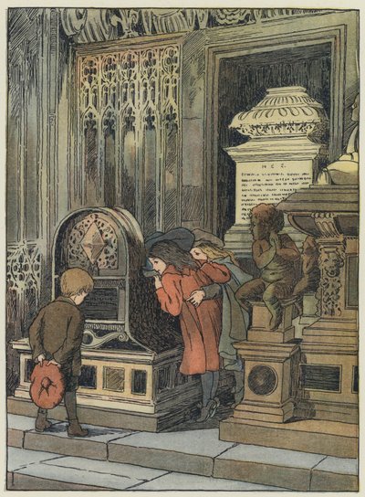Londyn: Kącik Niewiniątek, Opactwo Westminsterskie (kolorowa litografia) autorstwa Francis Donkin Bedford