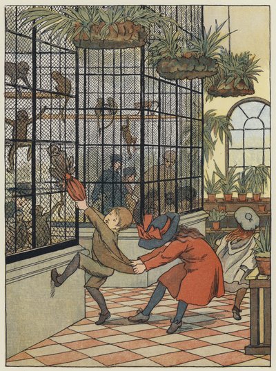 Londyn: The Monkey House (kolorowa litografia) autorstwa Francis Donkin Bedford