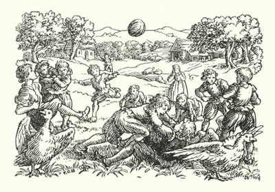 Wesoła Anglia: Piłka nożna (litografia) autorstwa Francis Donkin Bedford