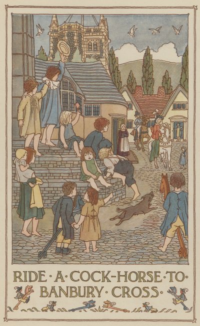 Jazda na koniu kogucie do Banbury Cross (kolorowa litografia) autorstwa Francis Donkin Bedford