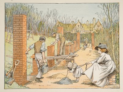 The Builder, od Four and Twenty Toilers, wyd. 1900 (kolorowa litografia) autorstwa Francis Donkin Bedford