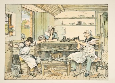 The Cobbler, z Four and Twenty Toilers, wyd. 1900 (kolorowa litografia) autorstwa Francis Donkin Bedford