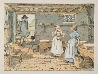 The Dairyman, z Four and Twenty Toilers, wyd. 1900 (kolorowa litografia) autorstwa Francis Donkin Bedford