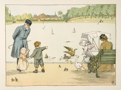 The Park Keeper, z Four and Twenty Toilers, wyd. 1900 (kolorowa litografia) autorstwa Francis Donkin Bedford