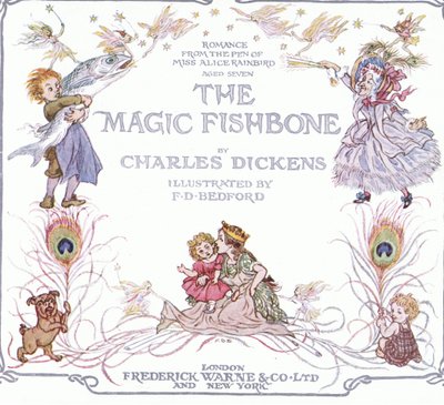 Strona tytułowa z książki "The Magic Fishbone" wydanej przez Warne  Co, ok. 1940 r. (kolorowa litografia) autorstwa Francis Donkin Bedford