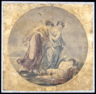 Graces Awakening Cupid, według obrazu Benjamina Westa (1738-1820) 1778-81 (malarstwo mechaniczne) autorstwa Francis Eginton