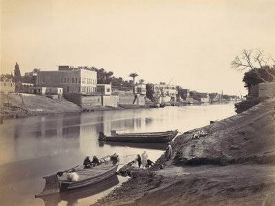 Brzegi Nilu w Kairze, ca. 1857, drukowane lata 70. XIX wieku. autorstwa Francis Frith