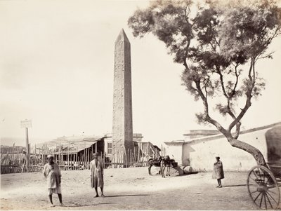 Egipski Obelisk, Igła Kleopatry, Aleksandria, Egipt, ca. 1870. autorstwa Francis Frith