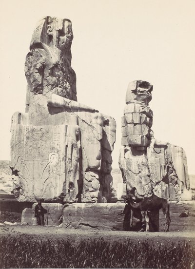 Posągi Memnona. Równina Teb, 1857. autorstwa Francis Frith