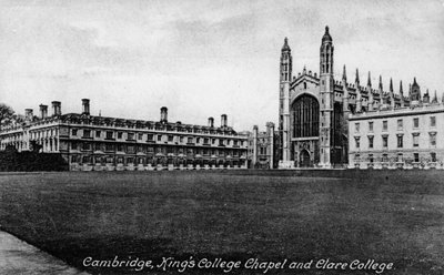 Kings College Chapel i Clare College, Cambridge, Cambridgeshire, koniec XIX wieku. autorstwa Frith and Co