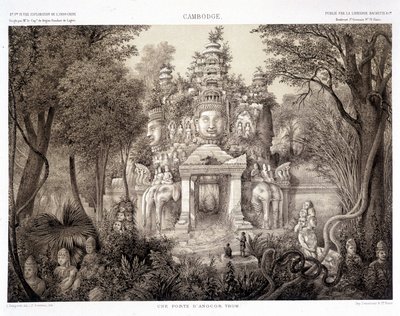 Brama od Angkor Thom, ca. 1870 - w „Podróż eksploracyjna w Indochinach 1866-1868” Francisa Garniera Paryż autorstwa Francis Garnier