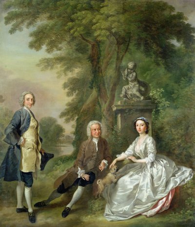 Jonathan Tyers (zm. 1767) i jego córka Elżbieta i jej mąż John Wood, ok. 1750-1752 autorstwa Francis Hayman