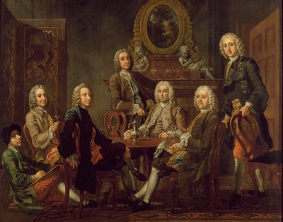 Portret grupy dżentelmenów z artystą, ok. 1745 (olej na płótnie) autorstwa Francis Hayman