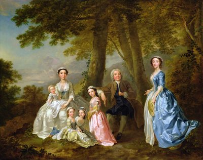 Samuel Richardson siedział ze swoją drugą rodziną autorstwa Francis Hayman