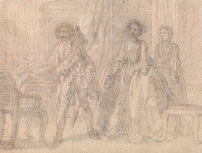 Cena de uma peça, possivelmente o polimento de "The Suspicious Husband" de Benjamin Hoadley autorstwa Francis Hayman