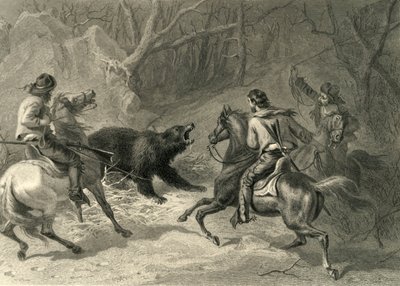 „Rdzenni Kalifornijczycy Lassoing niedźwiedzia”, 1874. autorstwa Francis Holl