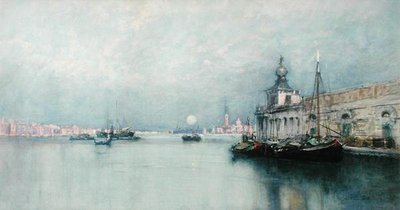 Wschód księżyca nad Canal Grande (akwarela na papierze) autorstwa Francis Hopkinson Smith