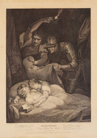 O assassinato de Edward V e seu irmão mais novo, o Duque de York. De "Richard III" de William Shakespeare, Ato 4, polimento de 3 cenas autorstwa Francis Legat