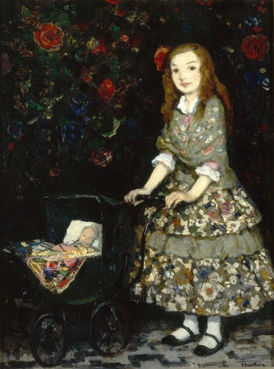Pielęgniarka w krainie lalek 1925 (olej na płycie) autorstwa Francis Luis Mora