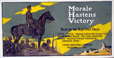 Morale przyspiesza Zwycięstwo - Wspieraj tam chłopców Kampania Zjednoczonej Roboty Wojennej, 11-18 listopada, wyd. 1918 autorstwa Francis Luis Mora