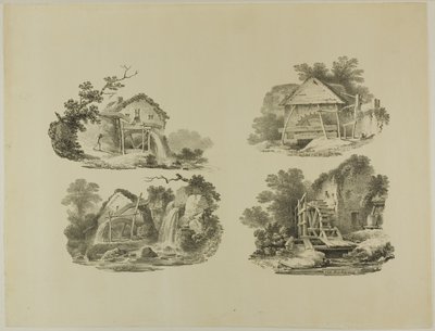 Koła młyńskie w pobliżu Abergele, Denbigh, Whitby, Richmond autorstwa Francis Nicholson