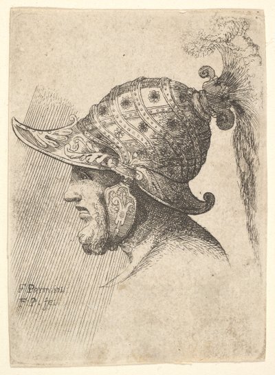 Głowa w hełmie, 1662-78. autorstwa Francis Place