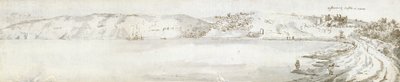 Zamek Oystermouth, ok. 1678 (akwarela i brązowy tusz na papierze) autorstwa Francis Place
