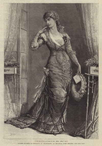 Madame Modjeska jako Konstancja, w Heartsease, w Royal Court Theatre autorstwa Francis S. Walker