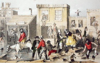 Zima 1849, z „Góry i kretowiska lub wspomnienia spalonego dziennika” Franka Marryata, sztychowane przez J. Brandarda, wydane w 1855 r. (kolor lito) autorstwa Francis Samuel (after) Marryat