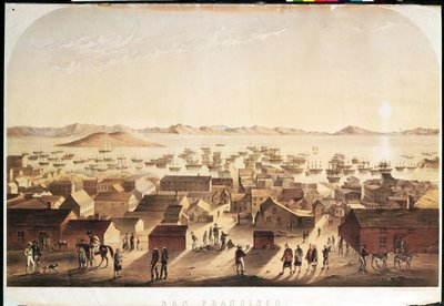 Ogólny widok San Francisco, wydany przez M und N Hanhart, ok. 1850-52. autorstwa Francis Samuel Marryat