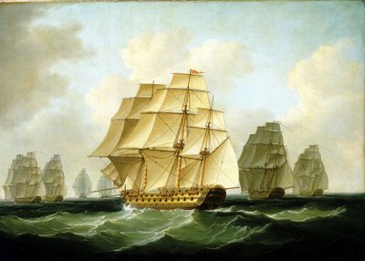 Epizody wojen napoleońskich (1803-1815): Pościg prowadzony przez Richarda Strachana u wybrzeży przylądka Ortegal (Hiszpania), 4 listopada autorstwa Francis Sartorius