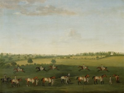 Sznur koni wyścigowych Sir Charlesa Warre Maleta podczas ćwiczeń (olej na płótnie) autorstwa Francis Sartorius