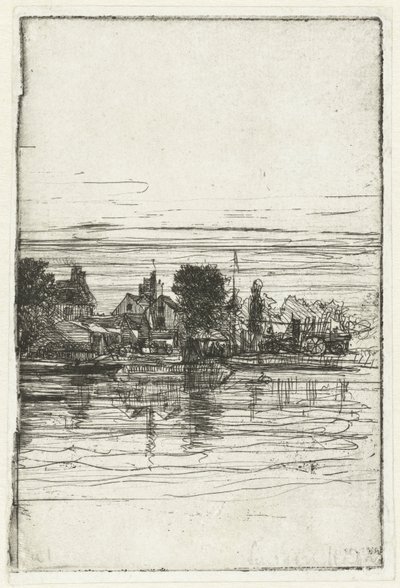 Wioska na wodzie Strona Tamizy autorstwa Francis Seymour Haden (Sir) (signed by artist)