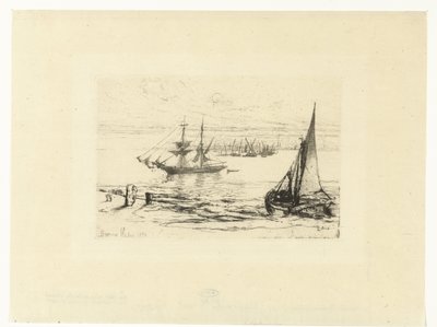 Statek na kotwicy Bryg na kotwicy autorstwa Francis Seymour Haden (Sir) (signed by artist)