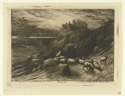 Zamek Harlech w Walii Harlech (tytuł na obiekcie) autorstwa Francis Seymour Haden (Sir) (signed by artist)