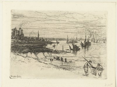 Zajazd nad Tamizą Karczma, Purfleet autorstwa Francis Seymour Haden (Sir) (signed by artist)